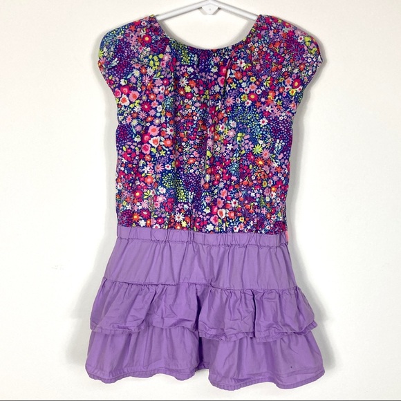 Cherokee Girl's 4T Short Sleeve Purple & Pink Floral Ruffle Dress - Picture 9 of 14